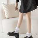 Lace Ruffle Frilly Socks for Women - Lace Ankle Socks with Bow (White)