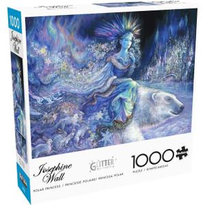 Buffalo Games - Josephine Wall - Polar Princess - 1000 Piece Glitter Jigsaw Puzzle Winter Puzzles for Adults Precision-Cut Pieces, Festive Artwork, and Hours of Christmas Fun
