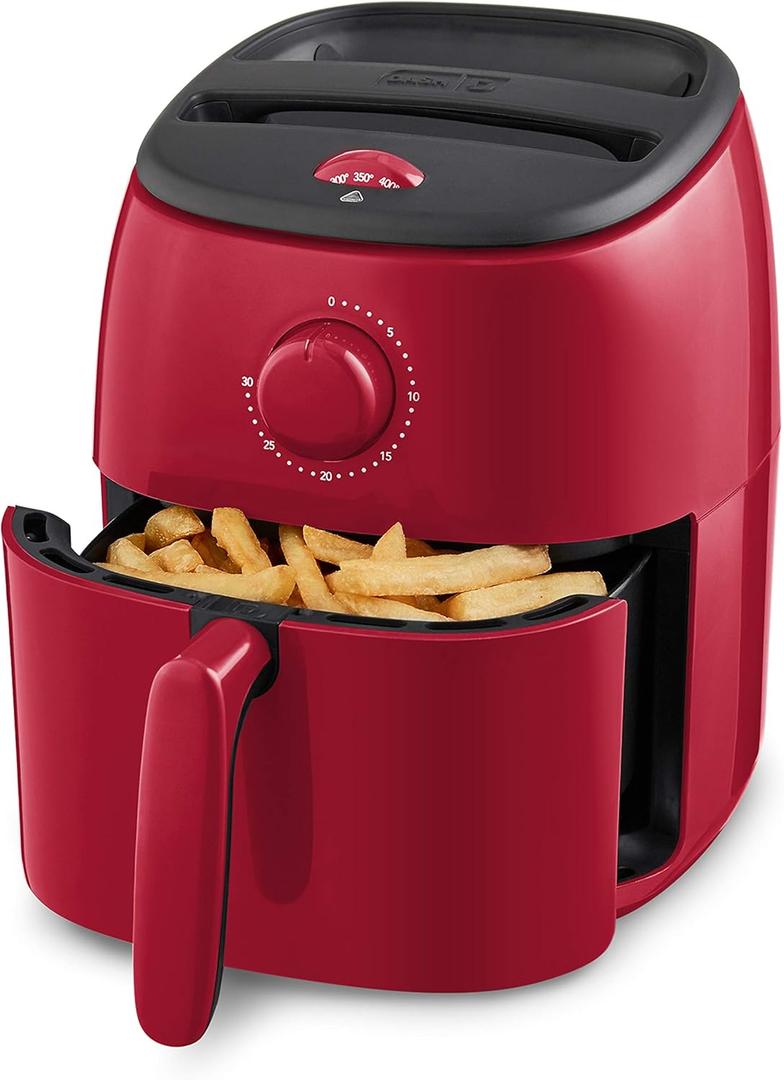 DASH Tasti-Crisp Electric Air Fryer Oven, 2.6 Qt., Red  Compact Air Fryer for Healthier Food in Minutes, Ideal for Small Spaces - Auto Shut Off, Analog, 1000-Watt