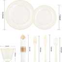 DaYammi 210PCS Gold Glitter Plastic Dinnerware Set for 30 Guests, Fancy Disposable Plates for Party, Include: 30 Dinner Plates, 30 Dessert Plates, 30 Pre Rolled Napkins with Gold Silverware, 30 Cups