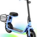 Hiboy Q2 Lite Electric Scooter with Seat for Kids Ages 410, LED Lights, UL Certified, 9.3 MPH, 100W Motor, Easy Control, Blue