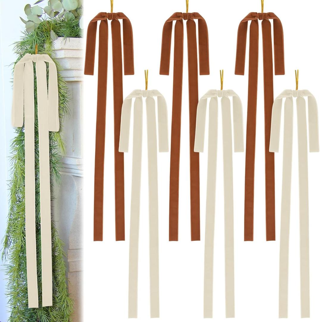 Large Velvet Christmas Bow 23.6x15.7 Inch Vintage Christmas Tree Topper Bows Christmas Staircase Wreath Bows for Xmas Fireplace Decoration (6, Elegant Color)