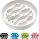 Ceramic Slow Feeder Dog Bowls for Medium and Large Dogs, 2.0 Cups Dog Slow Feeder for Fast Eater, 30oz, 8in, White