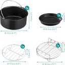 Navaris Air Fryer Accessories Set, 4pcs Nonstick Air Fryer Accessory Kit, Cake Pan, Pizza Pan, Stainless Steel Airy Fryer Rack with 3 Skewers For Ninja, Phillips, Cosori, Oven