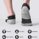 Cotton Cushioned Low Cut Running Socks for Men & Women, Ankle Socks Dark Grey 6 Pairs Arch Support Breathable (Gray)