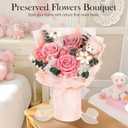 Preserved Flowers Bouquet with Bear, 3 Real Forever Flowers for Delivery, Long-Lasting Pink Eteranl Roses Bouquet, Mothers Day Gifts for Mom Grandma, Anniversary Birthday Gifts for Women Girlfriend