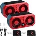 Qualirey 2 Pcs Solar Outdoor Motion Sensor Alarm Motion Sensor Animal Deterrent Dog Barking Alarm 13 Sound 130db Loud Noise Maker 4 Mode with USB Remote Control Support Recording Volume Adjustment