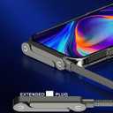 240W USB C to USB C Ultra Fast Charging Cable with Invisible Stand Flat Phone Charger 90 Degree Right Angle Plug T Shaped Foldable Stand Multi Functional Cord Black 4.9 Ft