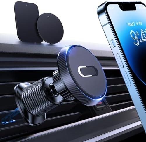Miracase Magnetic Phone Holder for Car, [Never Blocking] Hands Free Universal Car Phone Holder, Strong Magnets Phone Mount, Vent Clip Cell Phone Mount for iPhone and All Smartphone