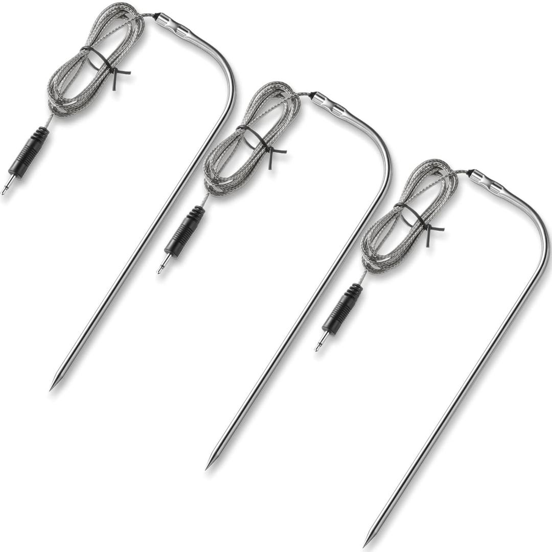 3 Pieces Meat Temperature Probe Thermometer Replacement for Grills and Smokers 2. 5 mm Plug Temp Probes