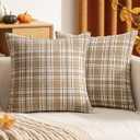 Woaboy Pack of 2 Buffalo Check Throw Pillow Covers Plaids Farmhouse Throw Pillows Linen Soft Decorative Couch Pillow Covers Home Decor for Cushion Sofa Bedroom 18x18 Inch Cream White