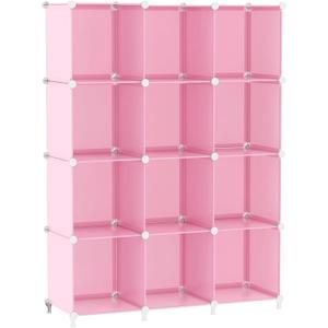 AWTATOS Cube Storage Organizer Protable Closet Organizers and Storage for Kids DIY Stackable 12 Cube Storage Shelves Clothes Organizer for Bedroom, Home, Pink