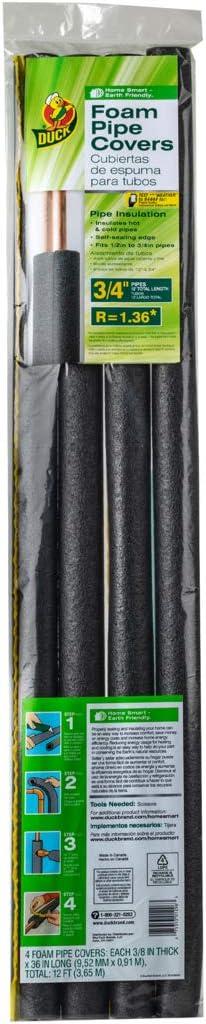 Duck Brand Insulating Foam Pipe Covers, 0.75-Inch by 3-Feet, Pack of 4 Sticks, 1285241