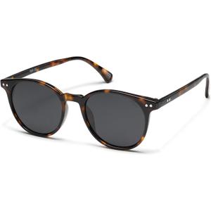 SOJOS Small Round Classic Polarized Sunglasses for Women Men Vintage Style UV400 Lens MAY SJ2113 (Amber Tortoise/Grey)