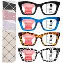 SIGVAN Progressive Multifocus Reading Glasses for Women Men Blue Light Blocking Spring Hinge Computer Multifocal Readers (4 Mix-1, 2.75)