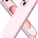 ORNARTO Compatible with iPhone 15 Case 6.1, Slim Liquid Silicone 3 Layers Full Covered Soft Gel Rubber Phone Case, Anti-Scratch Shockproof Protective Cover 6.1 Inch, Chalk Pink