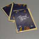 3 x CRTURUNIQ Luxury Navy Blue Thank You Card with Silver Foil - 5x7 Large Blank Note Card with Thick Gold Envelope & Sticker - Premium Heavyweight Cardstock for Wedding, Business, Sympathy & Men