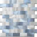 BeNice Peel and Stick Backsplash Metal Tiles Sticker Brick Panel for Kitchen Wall Self Adhesive Subway Metallic Mosaic(Blue Blend,10 Sheets)