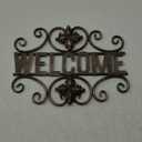 Sintosin Vintage Small Welcome Sign for Front Porch12 Inch, Hanging Distressed Copper Metal Wall Art, Welcome Sign for Front Door, Wrought Iron Wall Decor for Living Room Bedroom Entryway