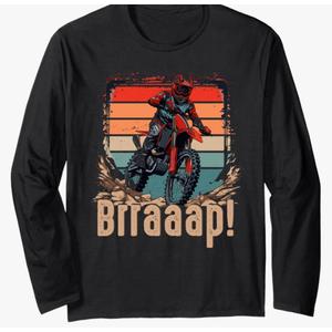 Brraaap Dirt Bike Accessories Boys Girls Men Women Motocross Long Sleeve T-Shirt M
