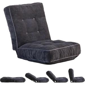 MAXYOYO Adjustable Floor Chair with Back Support, Gaming Floor Meditation Chair with Tufted Cushion, Adults Lounge Couch Folding Sofa Seat for Reading Meditating Sleeping, Dark Grey (Standard)