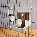 Automatic Pet Food Water Dispenser, Auto Gravity Pet Feeder Water Bottle Set for Crate Cage, Feeding Station for Small Dog Cat Rabbit Guinea Pigs Chinchilla Ferret Hedgehog (Gray)