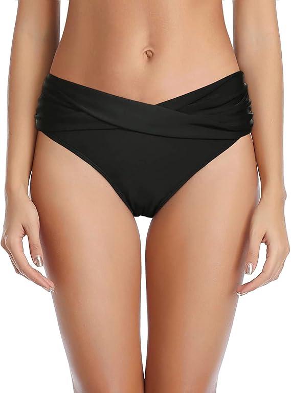 Tempt Me Women Twist Bikini Bottom Moderate High Cut Bathing Suit Bottoms Ruched Swimsuit Bottom medium