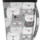 Kawaii Animal Kitten Reusable Iced Coffee Cup Sleeve With Handle Cute Cat Neoprene Ice Insulator Coffee Cup Sleeve Drink Holde Large 30-32 oz for Coffee Cups Beverages Water Bottle