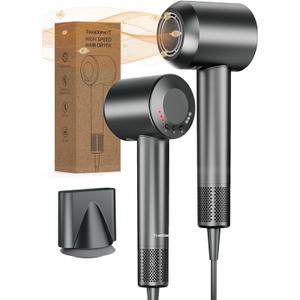 High-Speed Hair Blow Dryer: 160000 RPM Professional Hairdryer 500 Millions Negative Ionic Low Noise Thermo Control Lightweight Fast Drying with Brushless Motor for Gift Travel Home Salon