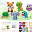 BOLDNOVA 6PCS Crochet Kit for Beginners, Knitting Kit with Step-by-Step Video Tutorials, Beginner Crochet Kit for Adults, Crochet Animal Kit for Beginners Kids, Complete Kit Included 6 Cute Animals (P