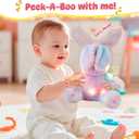 Glow Guards 10'' Light up Peek-a-Boo Bunny Stuffed Animal, Singing Rainbow Bunny Stuffed Toy, Animated Interactive Rabbit Plush Toys Easter Birthday Gifts for Baby Toddlers Girls Boys
