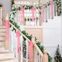 8PCS Velvet Christmas Bows, 23.6 x 15.7 Inches Christmas Velvet Bows, Large Vintage Pre Tied Velve Bow Ornaments for Xmas Staircases Wreaths Fireplaces Xmas Indoor Decoration (Pink)