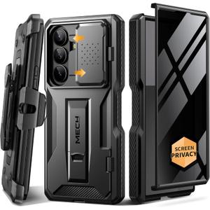 TONGATE for Z Fold 7 Case with Privacy Screen Protector, [Built-in Slide Camera Cover & Stand] [Anti Spy] Military Grade Drop Phone Case for Samsung Galaxy Z Fold 7 with Belt Clip, Black Privacy