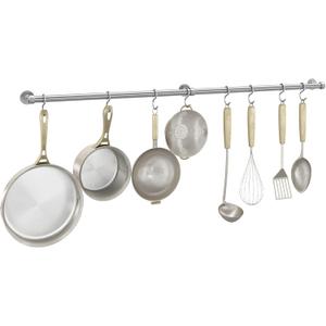 ROTHLEY Hanging Pot Rack Hanger: 39.4 Inch Stainless Steel Pot and Pan Hanger Pot Rack Wall Mounted Hanging Pots and Pans Rack Pot Hangers for Kitchen Wall Kitchen Rail with Hooks (Brushed)
