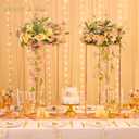 Nuptio Gold Vases for Centerpieces Wedding - 2 Pcs 31.5 inch Tall Metal Flower Vase Flowers Stand for Party Tables Decorations - Elegant Bulk Weddings Decoration Table Geometric Centerpiece Stand