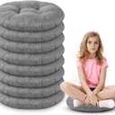 Fumete 8 Pcs 16 Inch Round Floor Cushions for Kids and Toddlers, Flexible Seating Classroom Furniture Floor Pillow for Home, Daycare, Preschool, Yoga and Meditation (Gray)