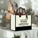 Canvas Tote Bag for Women Zipper Makeup Bag (Nurse)
