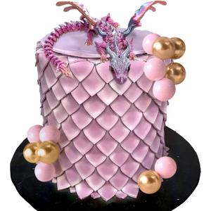 Fantasy Dragon Cake Topper Dragon Eggs Cake Decor Pink and Gold Balls Cake Decor for Baby Shower Birthday Wedding Party Supplies 
