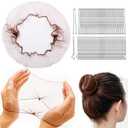 225PCS Hair Nets Set-20 Invisible Hair Nets (12inch) Brown Hair Nets for Dance,Dance Stuff with 100 Bobby Hair Pins,100 Elastic Bands and 5 Hair Ties,Brown 12inch