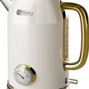 Retro Electric Kettle, 1.8L/60.8oz Hot Water Kettle Electric with Thermometer, 1200W Fast Heating Stainless Steel Tea Kettle for Boiling Water, Cordless, LED Indicator, Auto Shut-Off, White