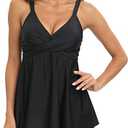 SEAFORM Women's Tankini Bathing Suits Two-Piece Tummy Control Swim Dress High Waist Printing Padded Swimsuits with Boyshorts, L