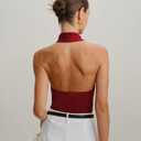 RIHOAS Womens Criss Cross Halter Top Backless Cut Out Sweater Sleeveless Slim Fit Pullover Casual Knit Tank Top (L)