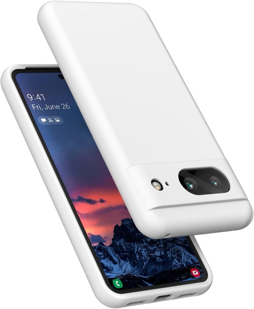 E Segoi Designed for Pixel 8 Case, Liquid Silicone Gel Rubber Shockproof Case Soft Microfiber Cloth Lining Cushion Compatible with Pixel8 6.2 inch (White, Pixel 8-6.2")