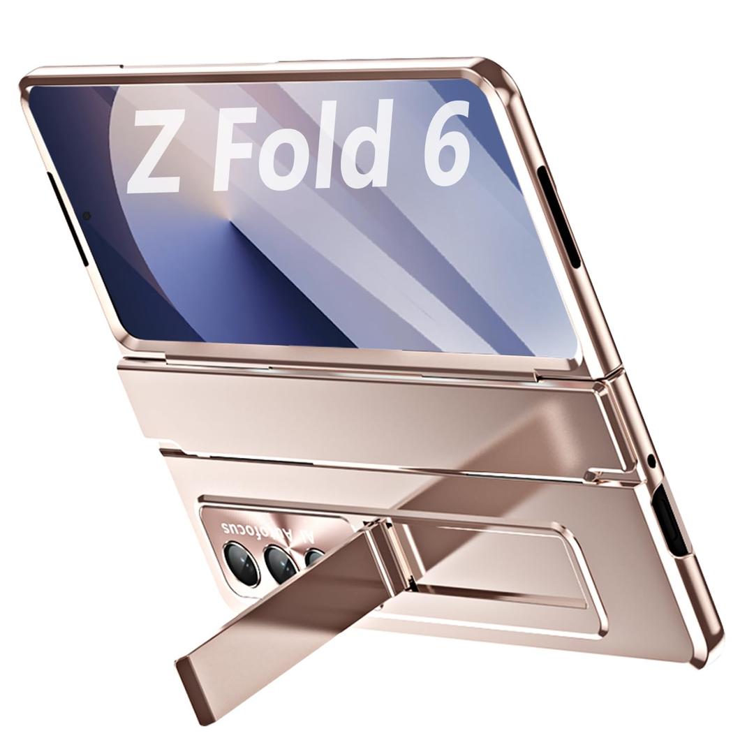 GOUHGKH for Galaxy Z Fold6 Case,with Buit-in Screen Protector, Rugged Hinge Protection, Camera len Cover, Full Body Protective Phone Case for Samsung Z Fold 6, Pink Gold