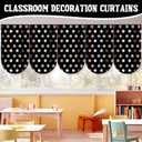 Frienda 6 Pcs Boho Polka Dot Themed Back to School Classroom Decorative Window Curtains 36" x 24" Velvet Curtains Panels for Classroom Library Bedroom Playroom Room Decor, 9.3"W x 11.8"L