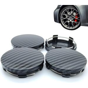 ijuicy 4 PCS Wheel Center Caps, Wheel Hub Caps Modification Decoration, ABS Rust-Proof Durable Snap-in Center Caps for Rims (Carbon Fiber Black)