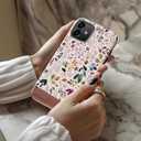 for iPhone 12 Mini Case Cute Wireless Charging Compatible Dual-Layer Shockproof Protection with Stylish Wildflower Design Protective Cover for Women - Custom Vintage Floral