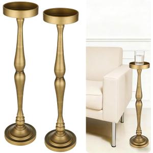 Small Drink Table, Drink Tables for Small Spaces Nightstand Bedroom Couch Chair Vintage Metal Decor, Drink Table Pedestal, Antique Tall Narrow Drink Stand (Classic-2)
