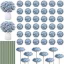 200 Pcs Flowers Long Stem Artificial Rose Bulk, 3.2 Inches Silk Rose Head Flowers Faux for Wedding Bridal Bouquet Independence Day Home Floral DIY Centerpieces Party Decoration(Dusty Blue)