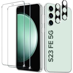 iVoler 2 Pack Tempered Glass for Samsung Galaxy S23 FE 5G 6.4'' Screen Protector with Camera Lens Protector, Anti-Scratch Case Friendly Clear HD Film